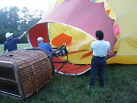 Inflating the hot air balloon